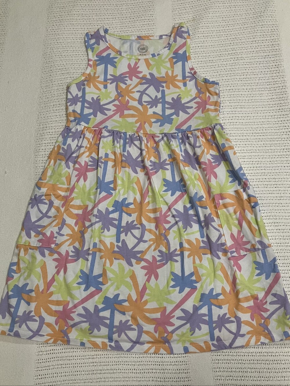 $3 If Bundled. Girls' Sleeveless Palm Print Dress in Multi-Color